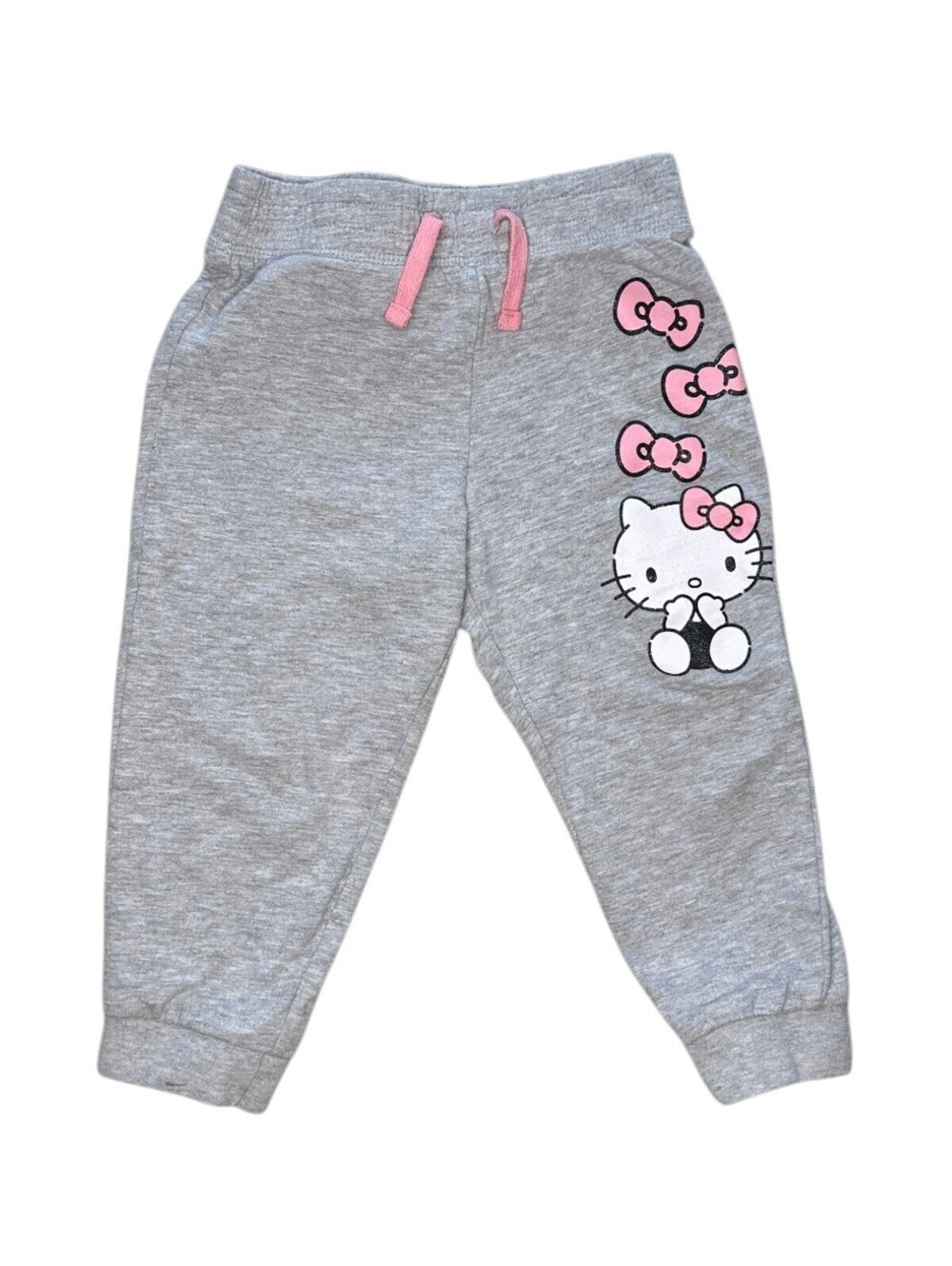 Hello Kitty Girls' Grey Jogger Pants with Pink Bow Detail Size 3T